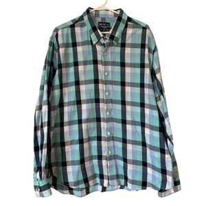 Charleston Threads Men’s Size XXL Blue, Aqua Green Plaid Cotton Shirt EUC!